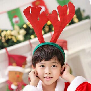 Bờm noel sừng tuần lộc đỏ dài cho bé
