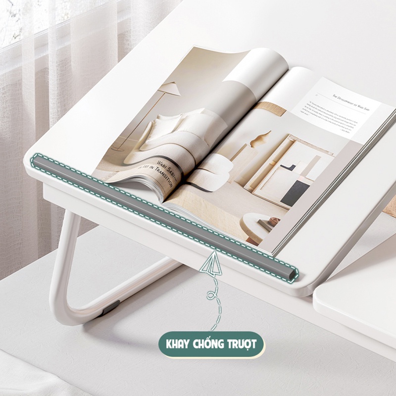 Ảnh Bàn học gấp gọn IGA tùy chỉnh góc nghiêng giảm đau lưng mỏi mắt - GM55 2