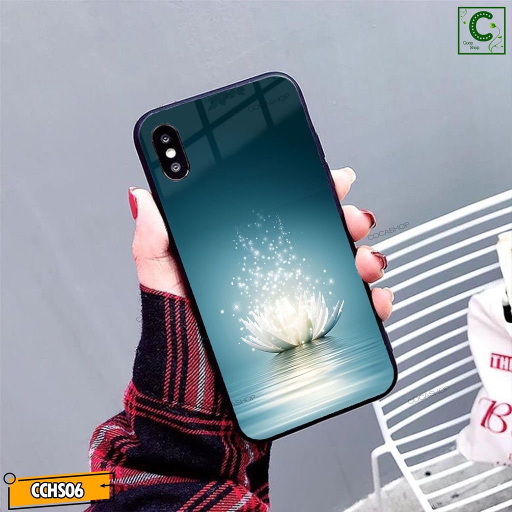 Ốp lưng iphone mặt kính in hình siêu đẹp - Bông sen trắng tinh khiết- 6/6plus/6s/6splus/7/7plus/8/8plus/x/.....