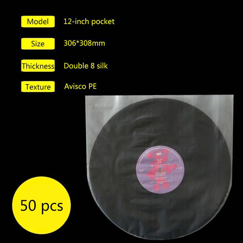 Set 50 Túi Bọc Bảo Vệ Đĩa Than 12 "Trong Suốt Chống Tĩnh Điện Tiện Dụng