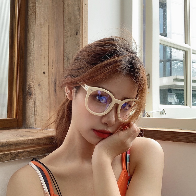 Kính cận thời trang nữ gọng tròn mắt kính không độ chống tia UV phong cách Hàn Quốc đẹp cute giá rẻ HANASO 063