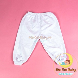 Quần dài cho bé sơ sinh màu trắng ống bo (3-13kg)/ Quần cotton mềm mát cho bé