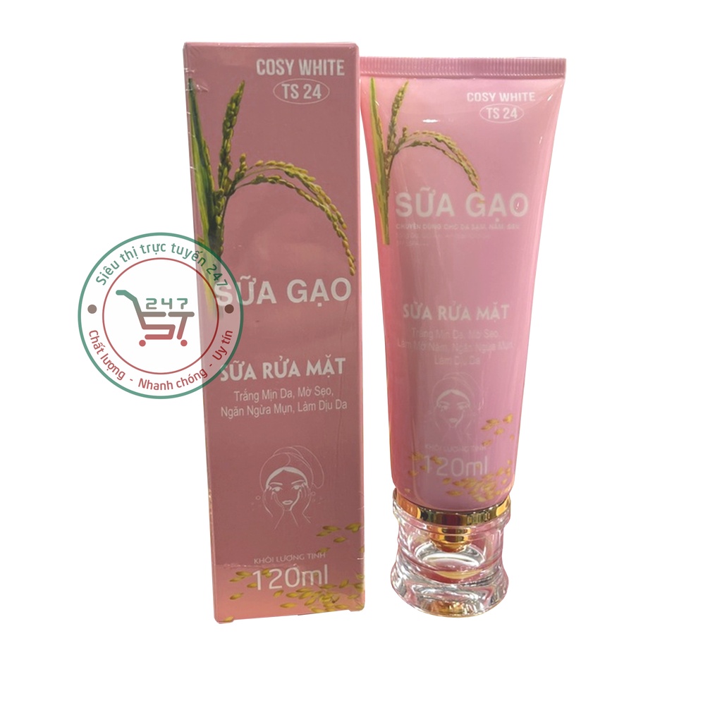 Sữa rửa mặt Trắng mịn Mờ sẹo Ngăn ngừa mụn Làm dịu da Sữa gạo Cosy White 120ml (hồng) chăm sóc da tại nhà hiệu quả