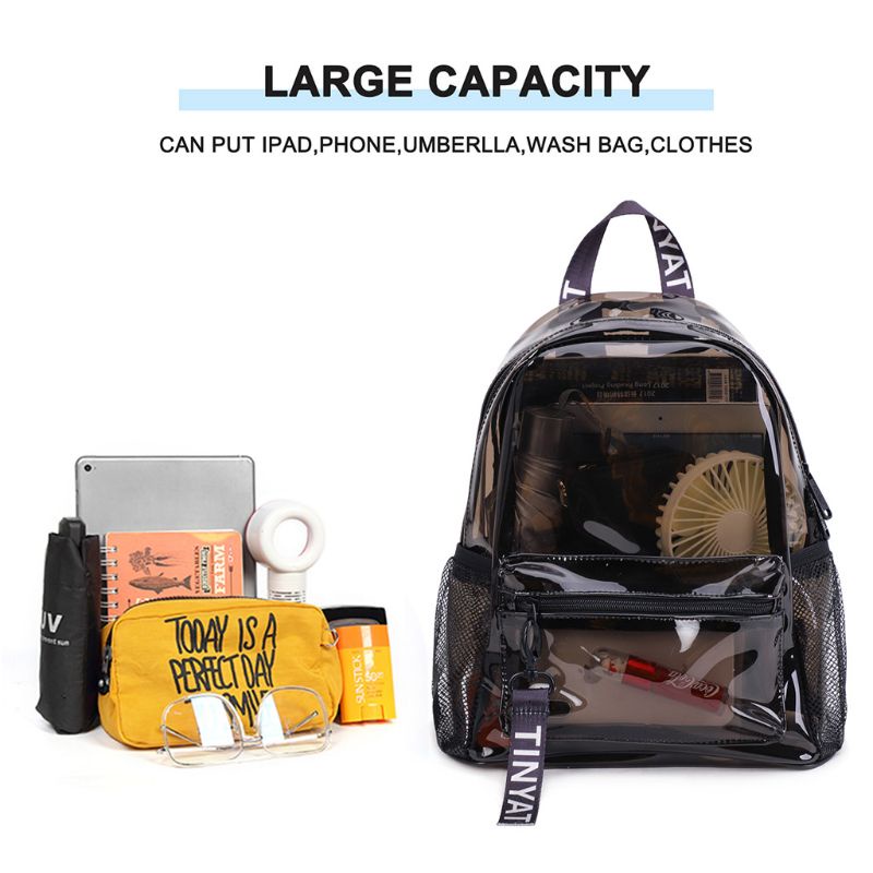 DASBSUG Nữ Ba Lô PVC Trong Suốt Du Lịch Trường Sách Daypack Ba Lô Cho Thiếu Niên Bé Gái