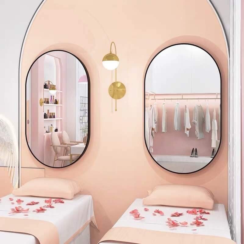 Ảnh Gương nhà tắm hình bầu dục oval elip FENIO DECOR khung viền nhôm chống rỉ sét decor phòng ngủ nhà tắm xinh đẹp 3