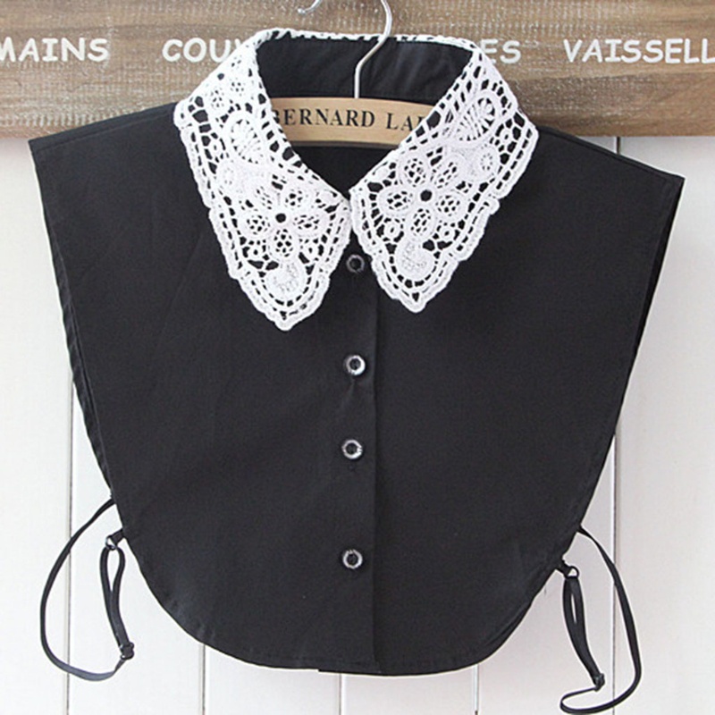 Dasbsug Nữ Màu Nguyên Chất Ren Có Thể Tháo Rời Ve Áo Choker Vòng Cổ Áo Sơ Mi Giả Cổ