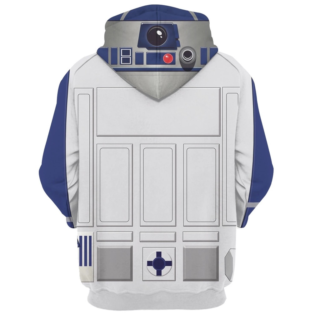 Áo hoodie unisex in 3D hình R2-D2 - Phù hợp làm áo khoác ngoài thời trang