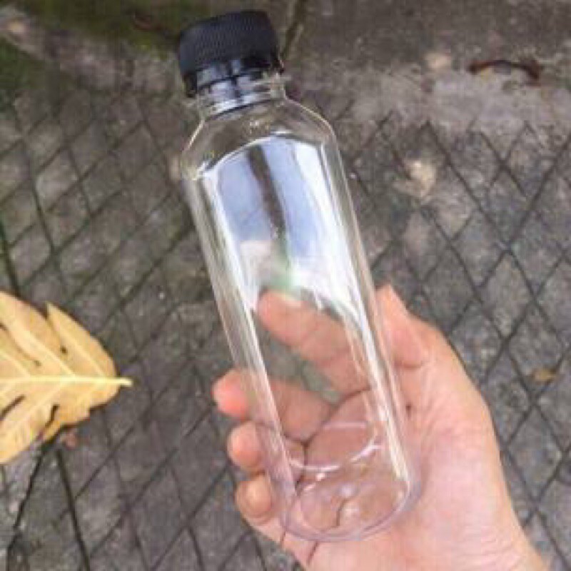Chai Nhựa vuông Nắp Đen Chai nhựa tròn nắp đen- Chai Nhựa Trà Sữa 330ml  - Nhựa Việt Nhật