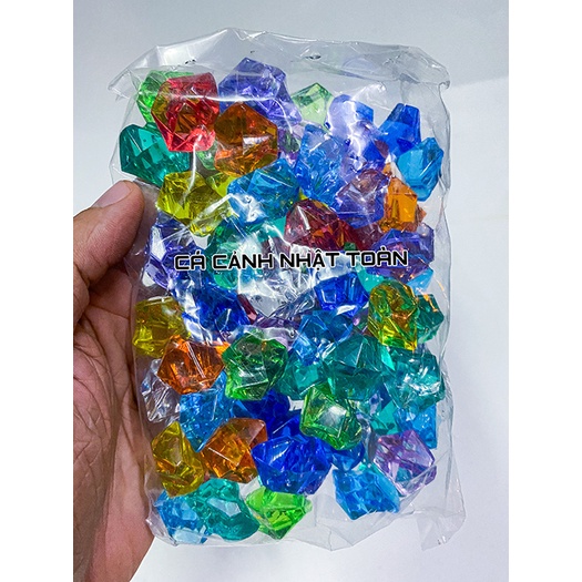 1 BỊCH ĐÁ NHỰA NGÔI SAO ĐỦ MÀU TRANG TRÍ HỒ CÁ NON BỘ VIÊN LỚN 200G