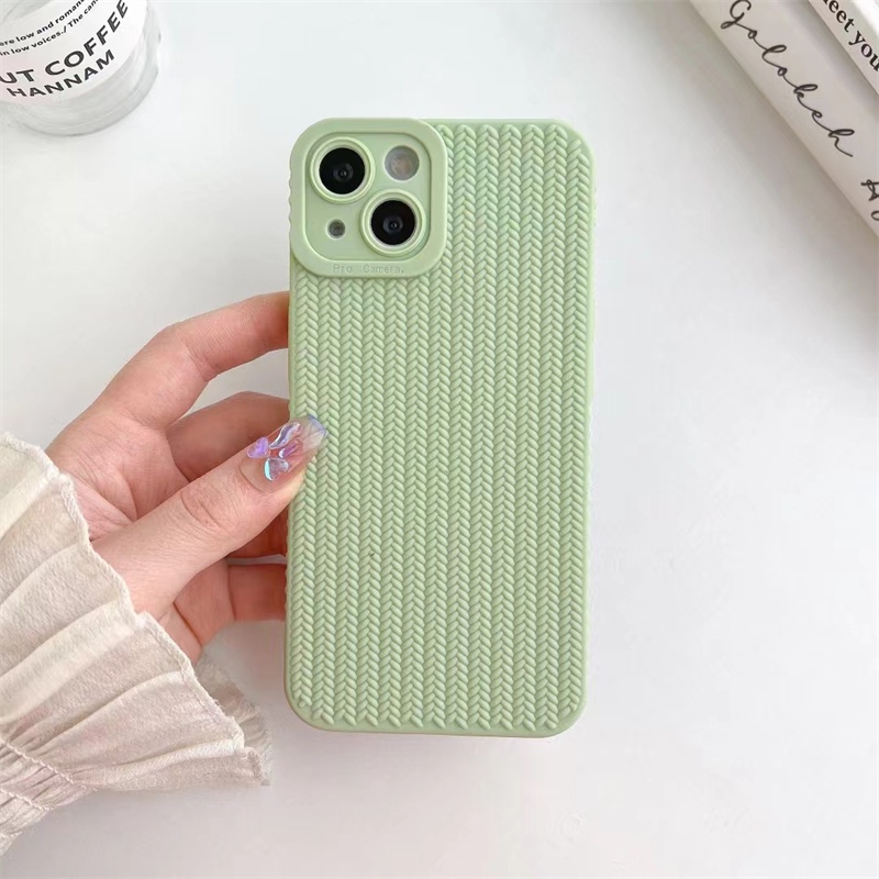 Ốp điện thoại silicon dệt màu trơn đơn giản iphone 11 12 13 pro max x xr 7 8 plus