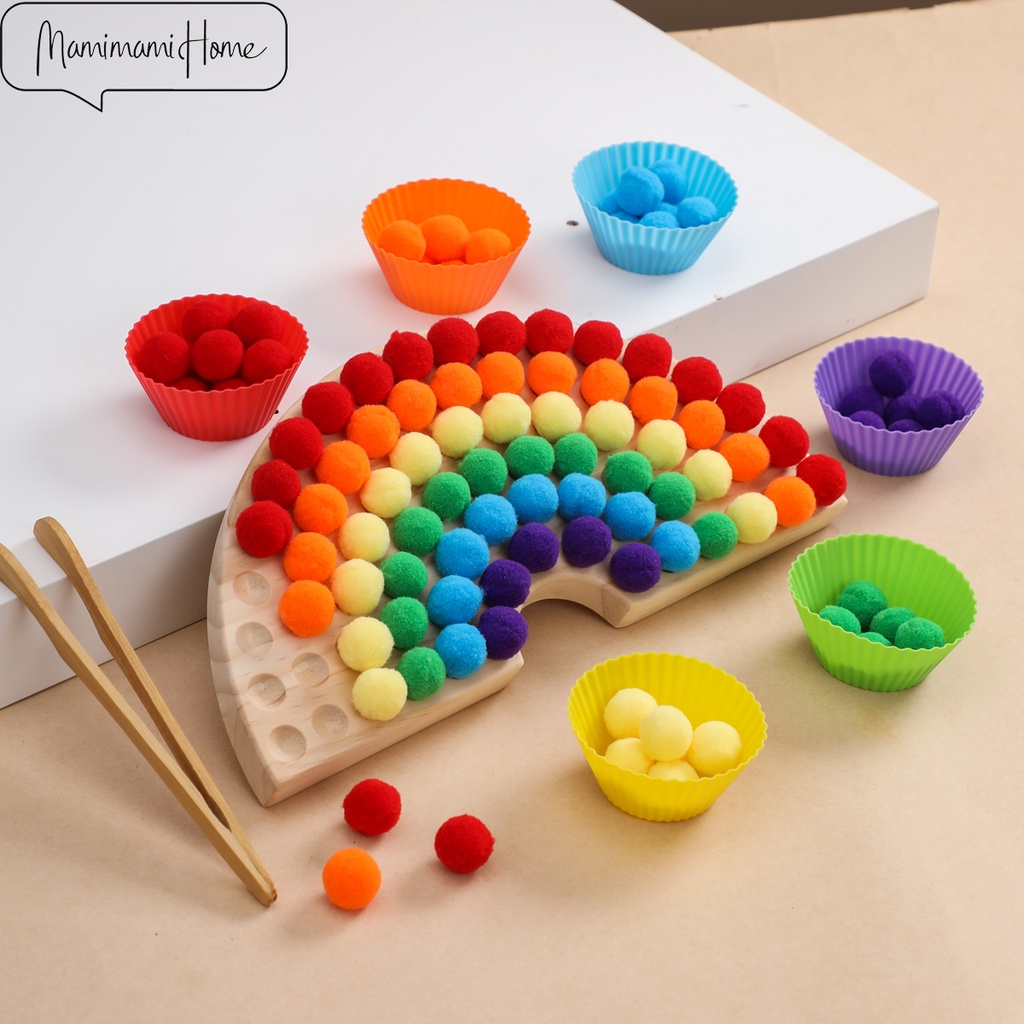 Set đồ chơi bảng phân loại màu sắc MAMIMAMIHOME bằng gỗ dành cho trẻ em