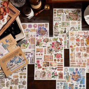 1 Tờ Nhãn Dán Giấy Washi Hình Bướm / Khu Vườn / Tạp Chí Vintage Trang Trí Sổ Tay