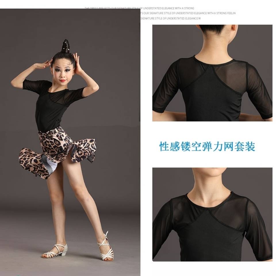 latin bé gái váy Trẻ Em & Trẻ Em#Đầm Khiêu Vũ Latin Thời Trang Dành Cho Bé Gái 39 - s#Bộ Quần Áo Tập Luyện Thi Đấu 39;#Lò Xo Tập Nhảy Latin In Họa Tiết Da Báo 39; s