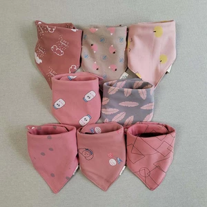 Set 8 Yếm Ăn Cotton Hình Tam Giác In Họa Tiết Hoạt Hình Xinh Xắn Dành Cho Các Bé