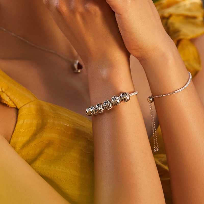 Hạt charm BAMOER SCC1444 bạc 925 kiểu 26 chữ trang trí thủ công DIY