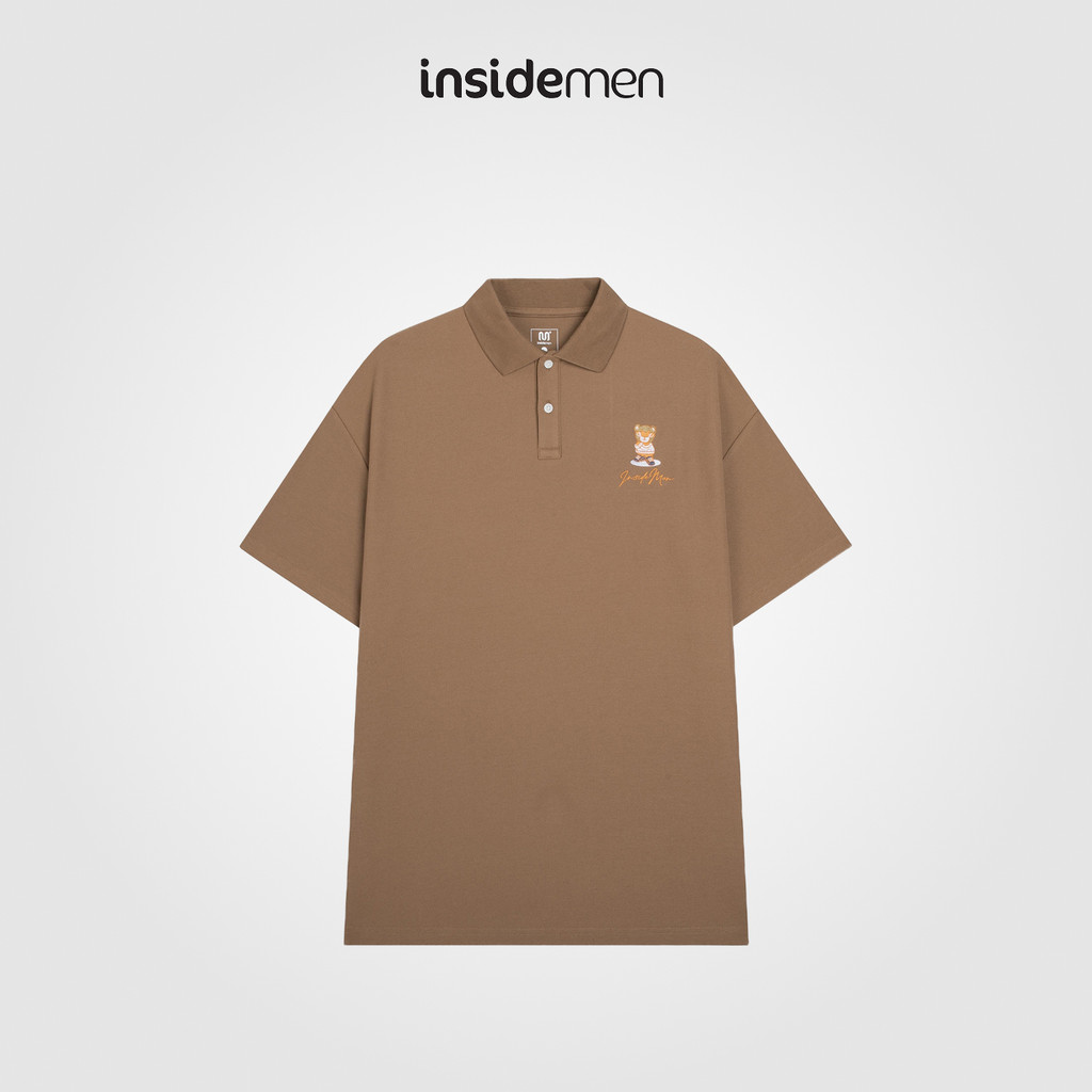 Áo polo nam tay ngắn họa tiết INSIDEMEN form rộng IPS085S3