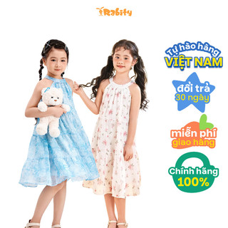 Đầm voan sát nách cổ yếm dáng tầng in hoa bé gái Rabity 93298