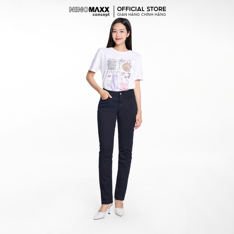[LIVE] Quần Dài Nữ Dáng Ôm Chất Kaki Mềm Co Giãn Thoải Mái NINOMAXX 2208022