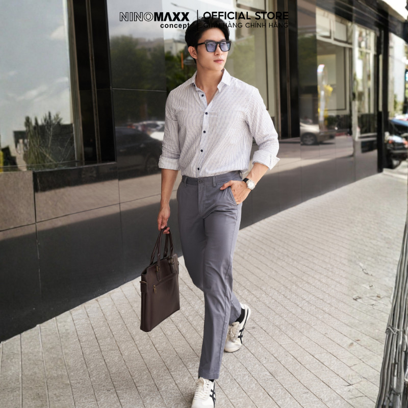 Áo Sơ Mi Sọc Nam Tay Dài Sơ Mi Công Sở NINOMAXX Thương Hiệu N&M 2011072