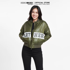 NINOMAXX Áo phao nữ chần bồng bomber họa tiết 1906036