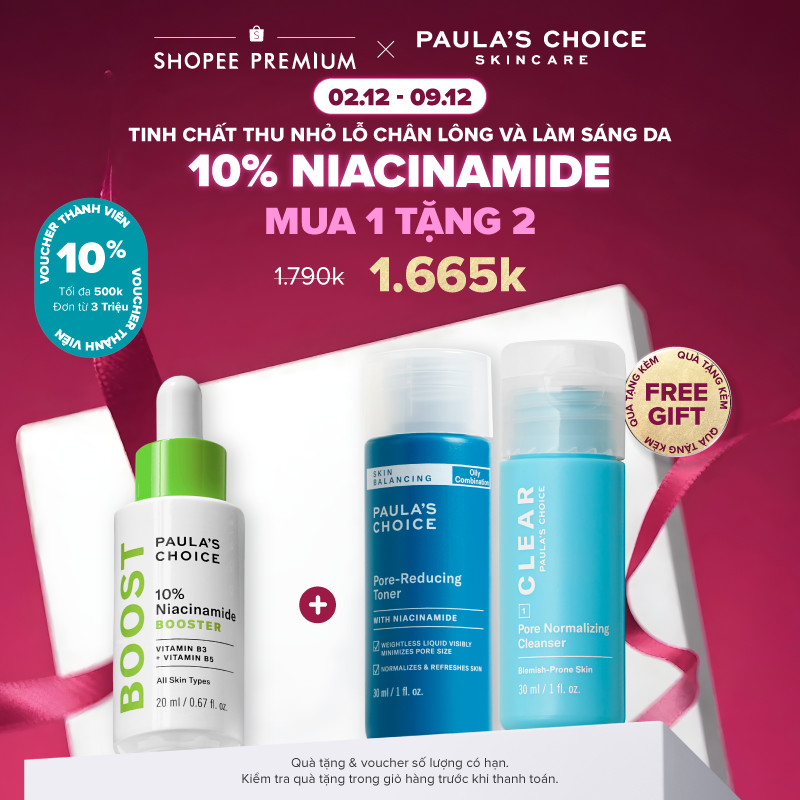 Tinh chất giúp thu nhỏ lỗ chân lông và làm sáng da Paula's Choice 10% Niacinamide Booster 20ml 7980