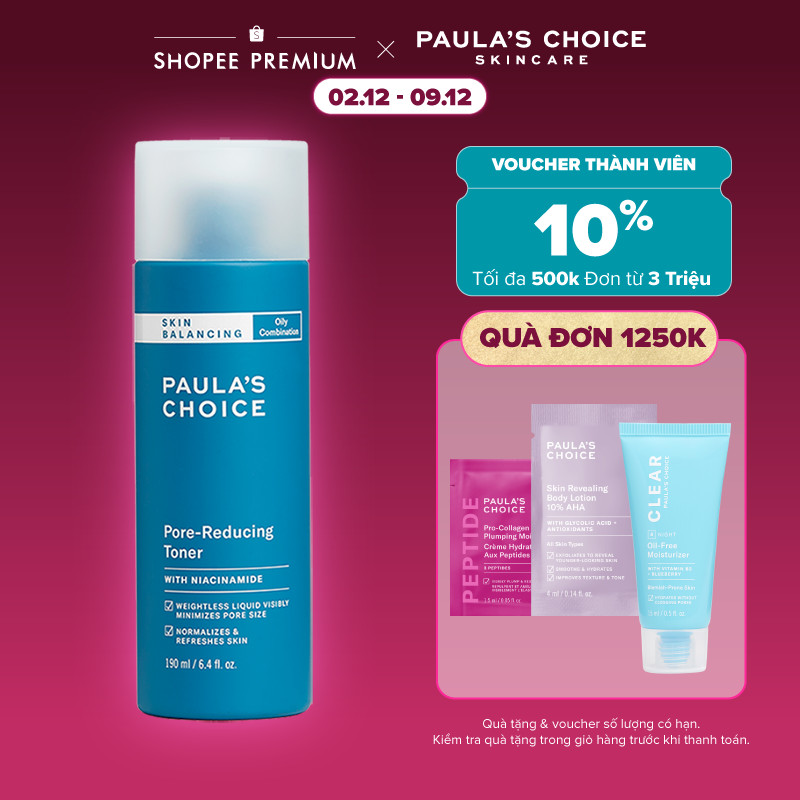 Nước cân bằng độ ẩm và thu nhỏ lỗ chân lông Paula's Choice Skin Balancing Pore-Reducing Toner 190ml 1350