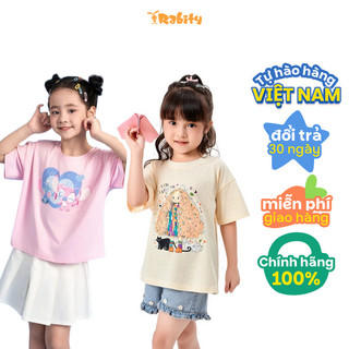 Áo thun tay ngắn in hình cô bé tóc xù, Stitch bé gái Rabity 92257