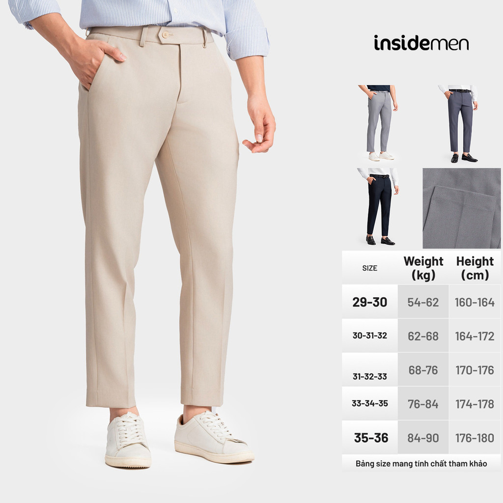 [Insidemen x Anh Tú] Quần Âu Nam Insidemen Cropped Trẻ Trung Hiện Đại Bền Màu Linh Hoạt 6TR0110Z