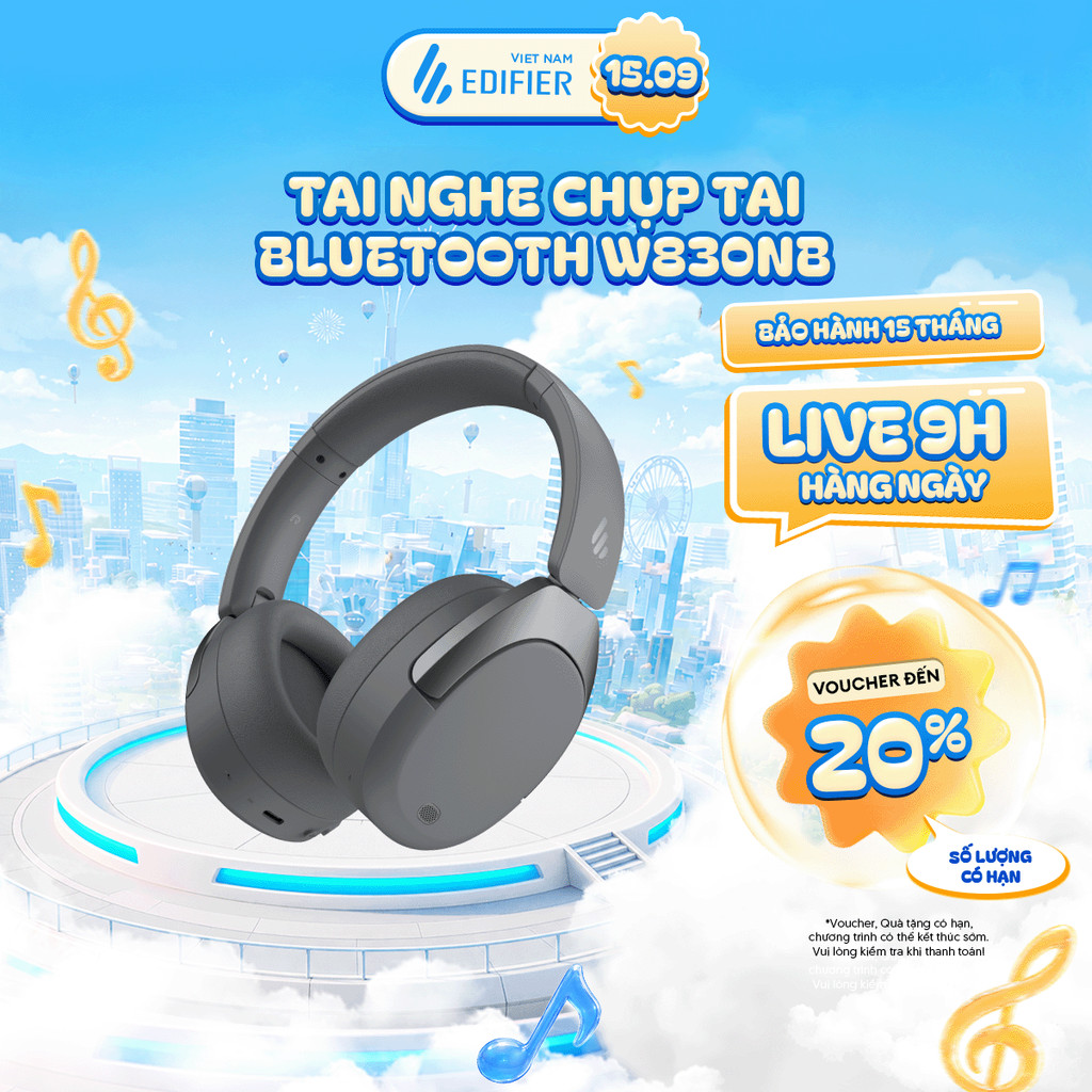 Tai Nghe Bluetooth Chụp Tai EDIFIER W830NB | Chống Ồn Chủ Động | Thời Gian Sử Dụng Tới 96H | Bảo Hành 15 Tháng