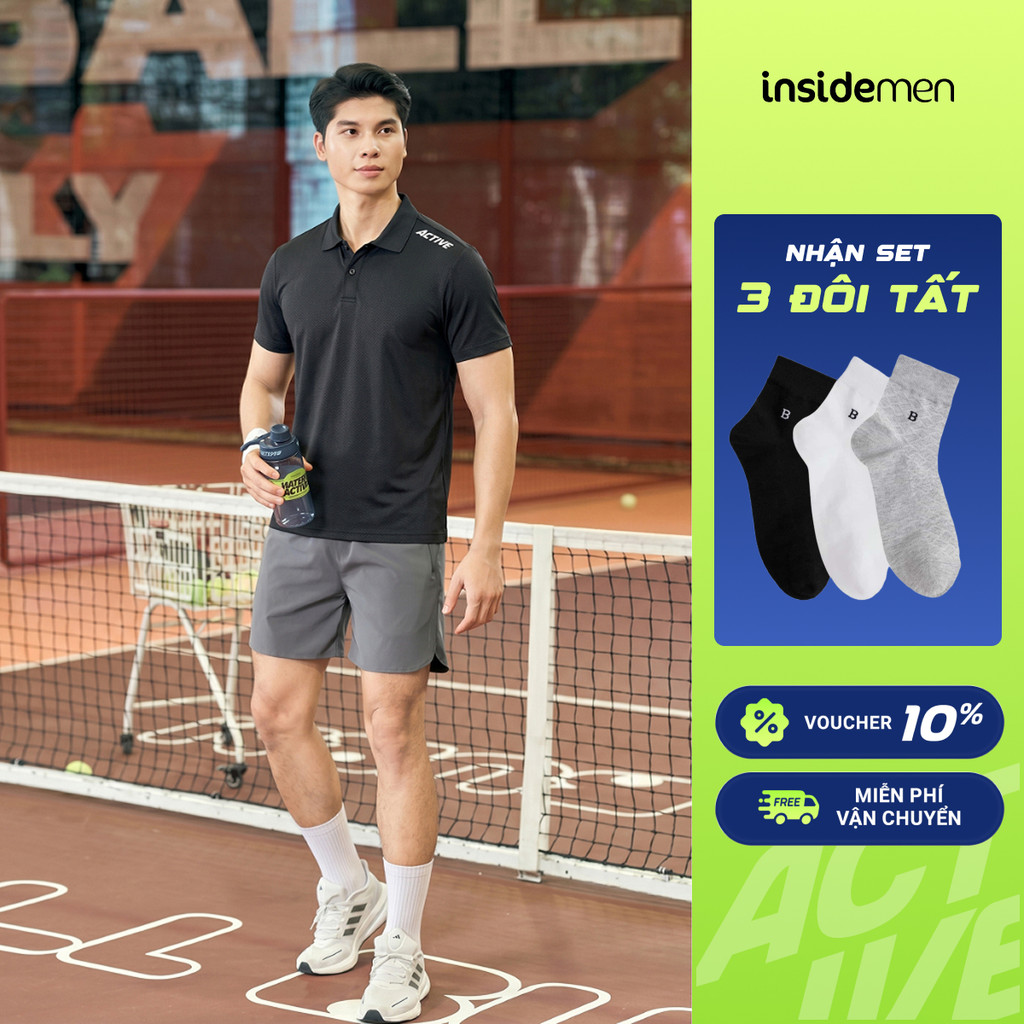 Áo Thun Có Cổ Nam Insidemen Active Dáng Regular Nhẹ Tênh Mát Lạnh Thoát Mồ Hôi IPS117EDP01