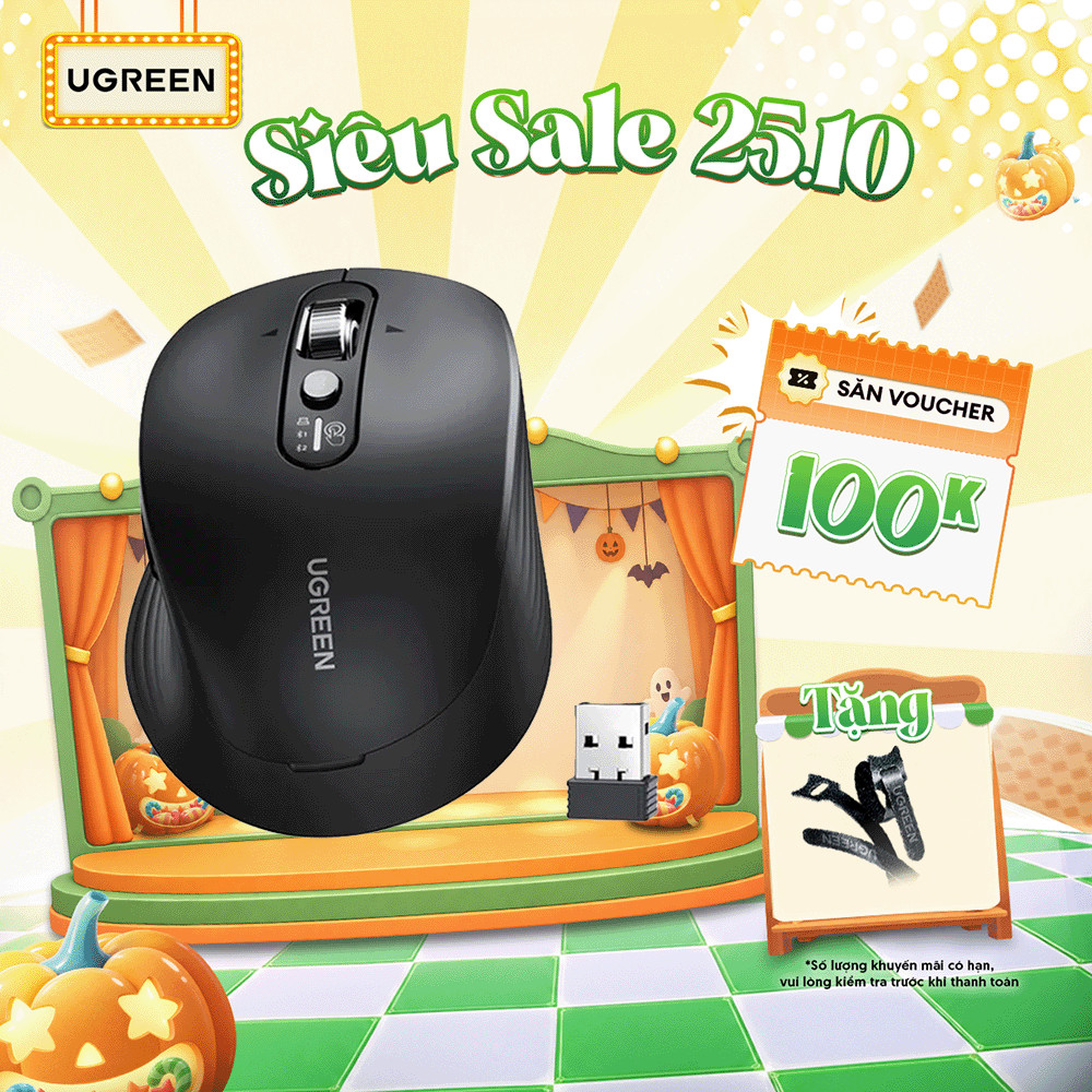 Ugreen Chuột không dây M751/M752 cuộn siêu nhanh | Bluetooth 5.4 5000DPI | Bảo hành 18 tháng 1 đổi 1 | 45792 75498B