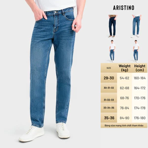 Quần Jeans Nam Xanh Nhạt Regular Fit Denim Co Giãn Hiệu Ứng Giặt Mài Aristino AJN0060S0