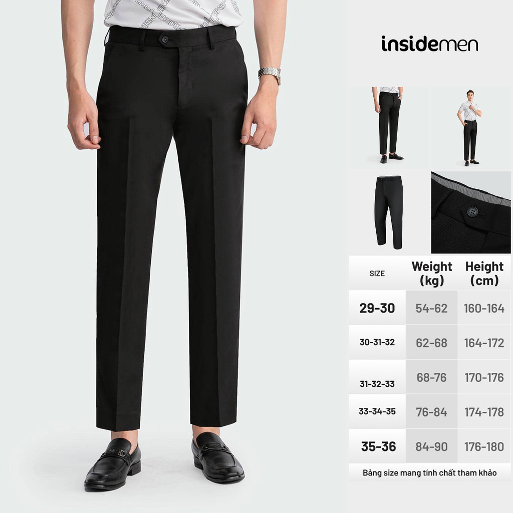 Quần Âu Nam INSIDEMEN Form Cropped Năng Động Màu Đen Basic Lịch Lãm ITR00403