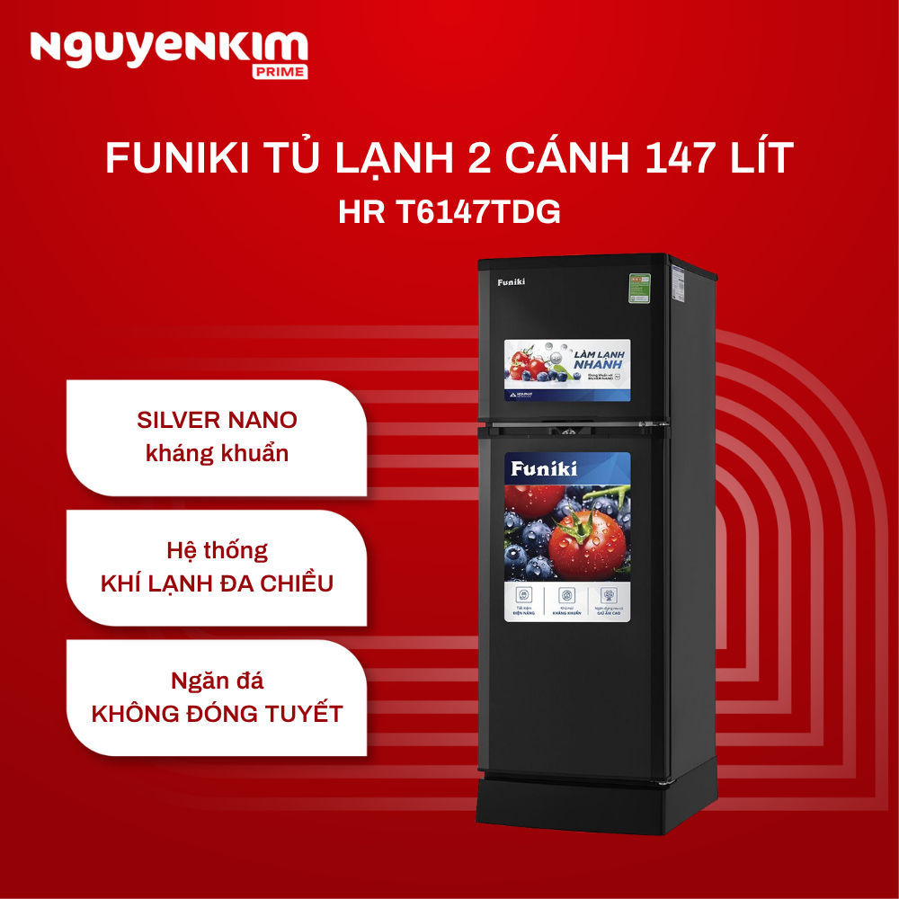 Tủ lạnh 2 cánh Funiki 147 lít ngăn đông trên HR T6147TDG