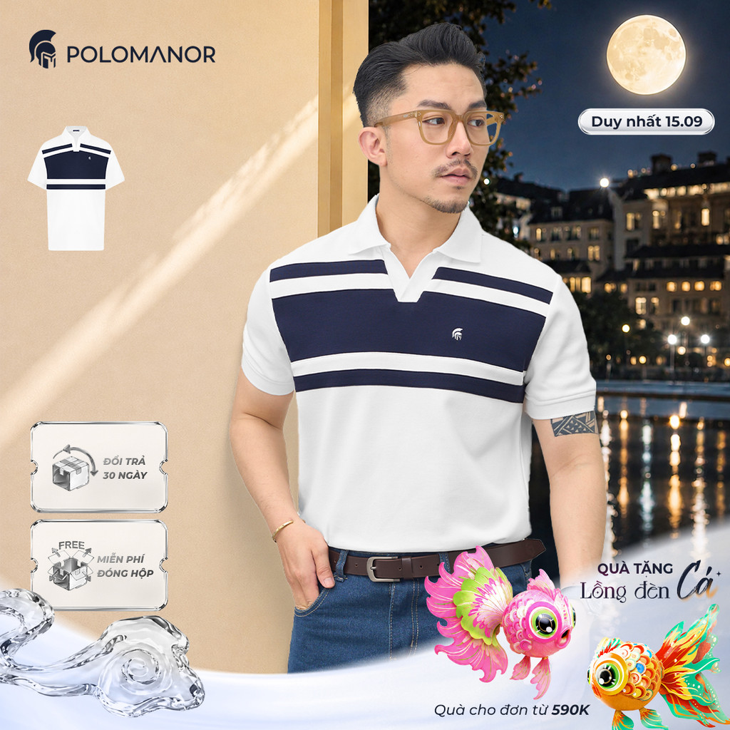 [DEAL LỄ TRUNG THU] Áo polo nam cao cấp DAVID, BST SÁNH ĐÔI, vải cá sấu cotton interlock, thanh lịch - POLOMANOR