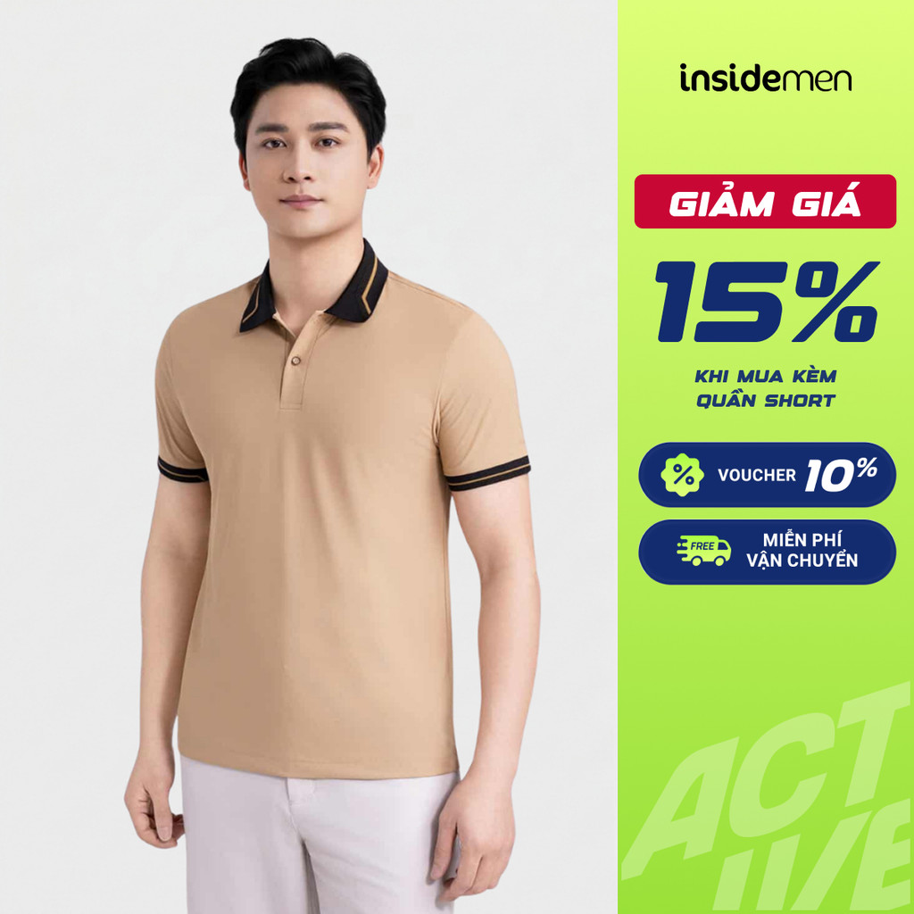 Áo Polo Nam Insidemen Tay Ngắn Form Regular Polyamide Thoáng Mát Co Giãn Cao Cấp IPS035MAH0