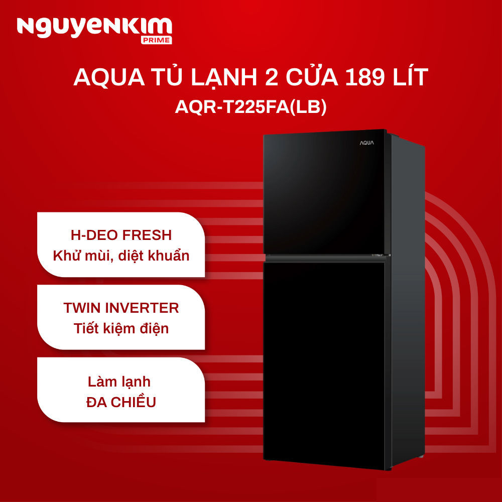 Tủ lạnh 2 cánh Aqua Inverter 189 lít ngăn đông trên AQR-T220FA(FB)/AQR-T225FA(LB)