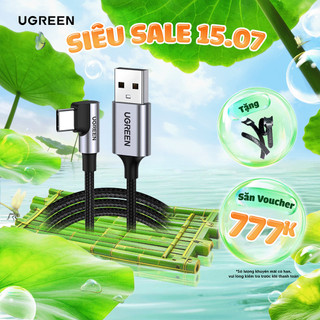 Cáp sạc USB A sang Type C Ugreen US284 Đầu vuông góc 90 độ vỏ bện | Sạc nhanh | Tốc độ truyền 480Mbps | Bảo Hành 1 đổi 1