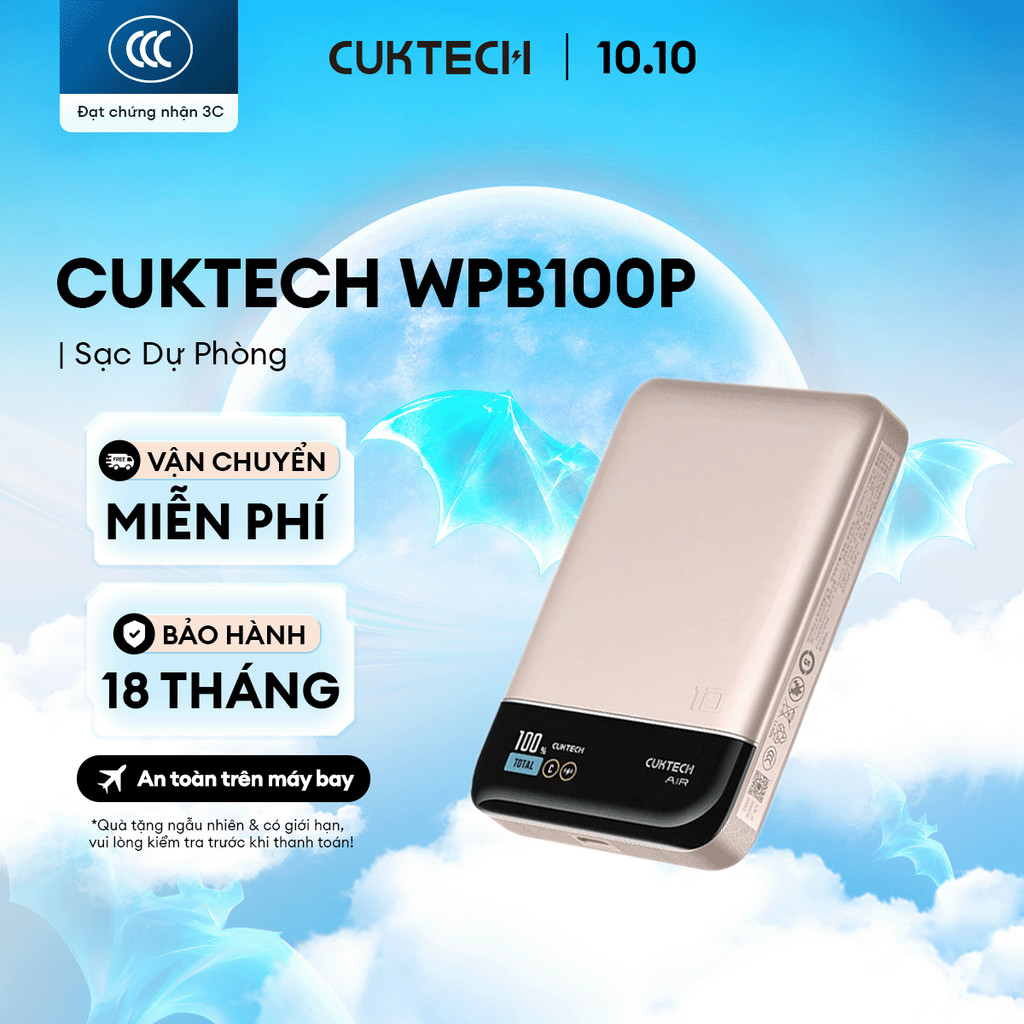 Sạc dự phòng không dây Cuktech 10 Air Super Magnetic Power Card 10000mAh 55W – WPB100P | Bảo hành 18 tháng | BigBuy360 - bigbuy360.vn