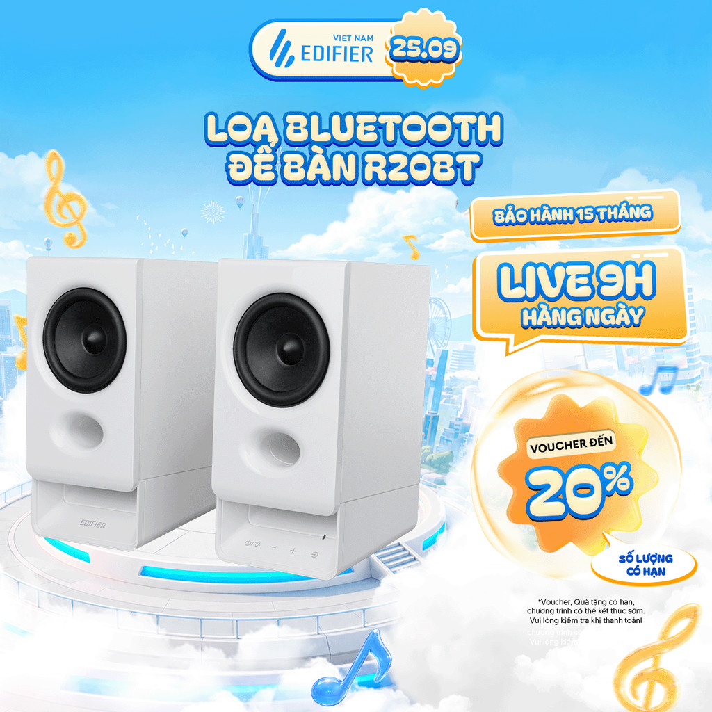 Loa Bluetooth Để Bàn EDIFIER R20BT | Blutooth V6.0 | Công Suất 5W RMS | Bảo Hành 15 Tháng