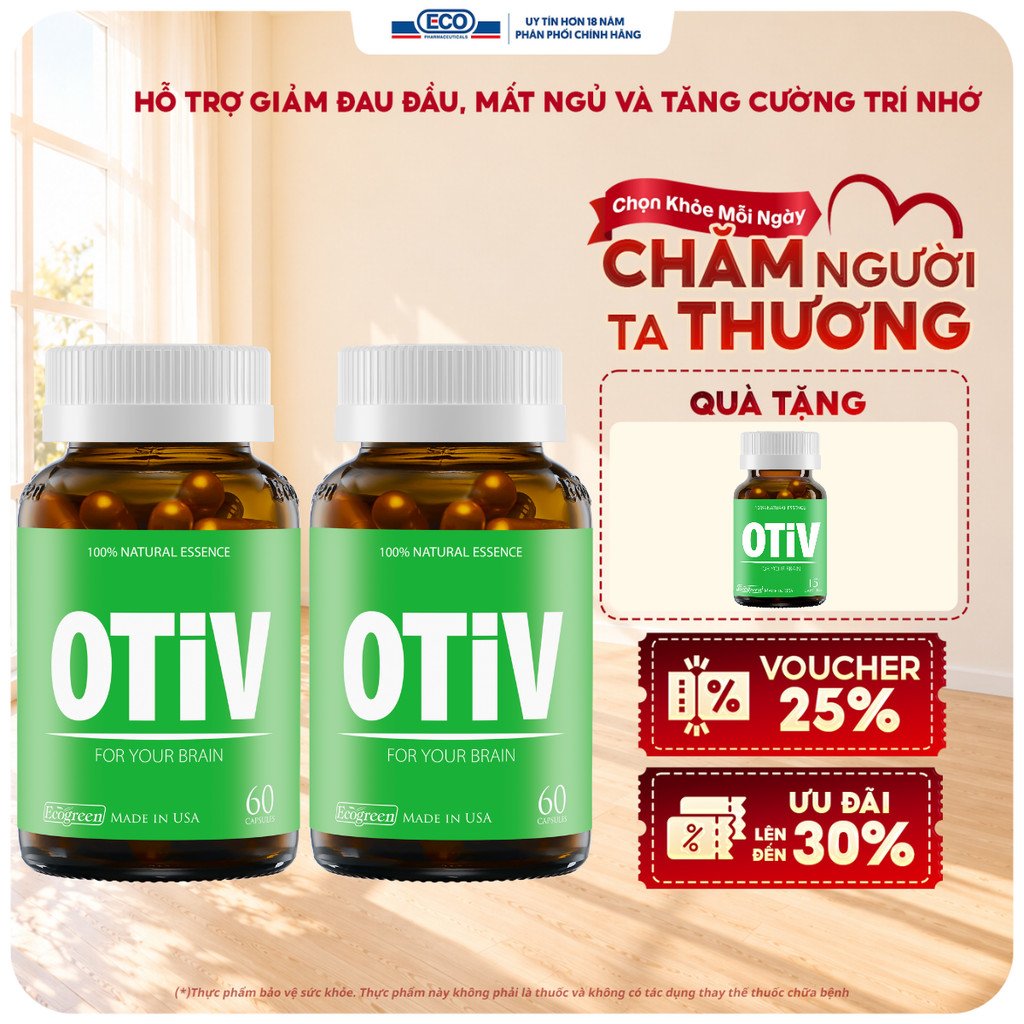 Viên Uống Bổ Não OTIV Hỗ Trợ Giảm Đau Đầu Mất Ngủ, Tăng Cường Trí Nhớ Và Giảm Stress Chính Hãng Từ Mỹ