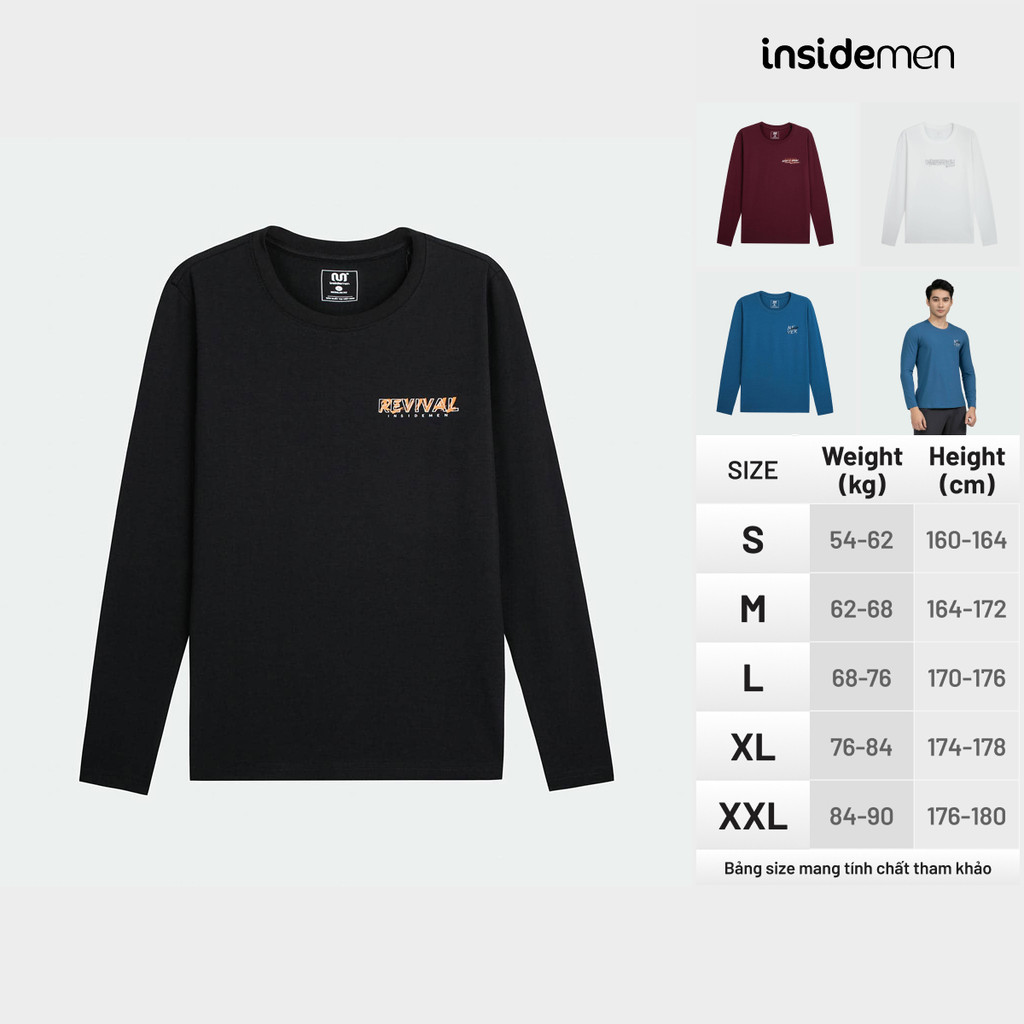 Áo thun Nam tay dài Insidemen Regular Fit poly giữu nhiệt mùa đông thoáng khí mùa hè  ILT005W2