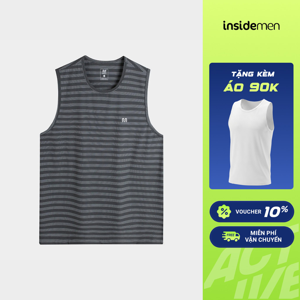 Áo Ba Lỗ Tanktop Nam Insidemen Họa Tiết Sọc Co Giãn Tốt Thoáng Mát Thấm Hút Mồ Hôi ITL105AS0