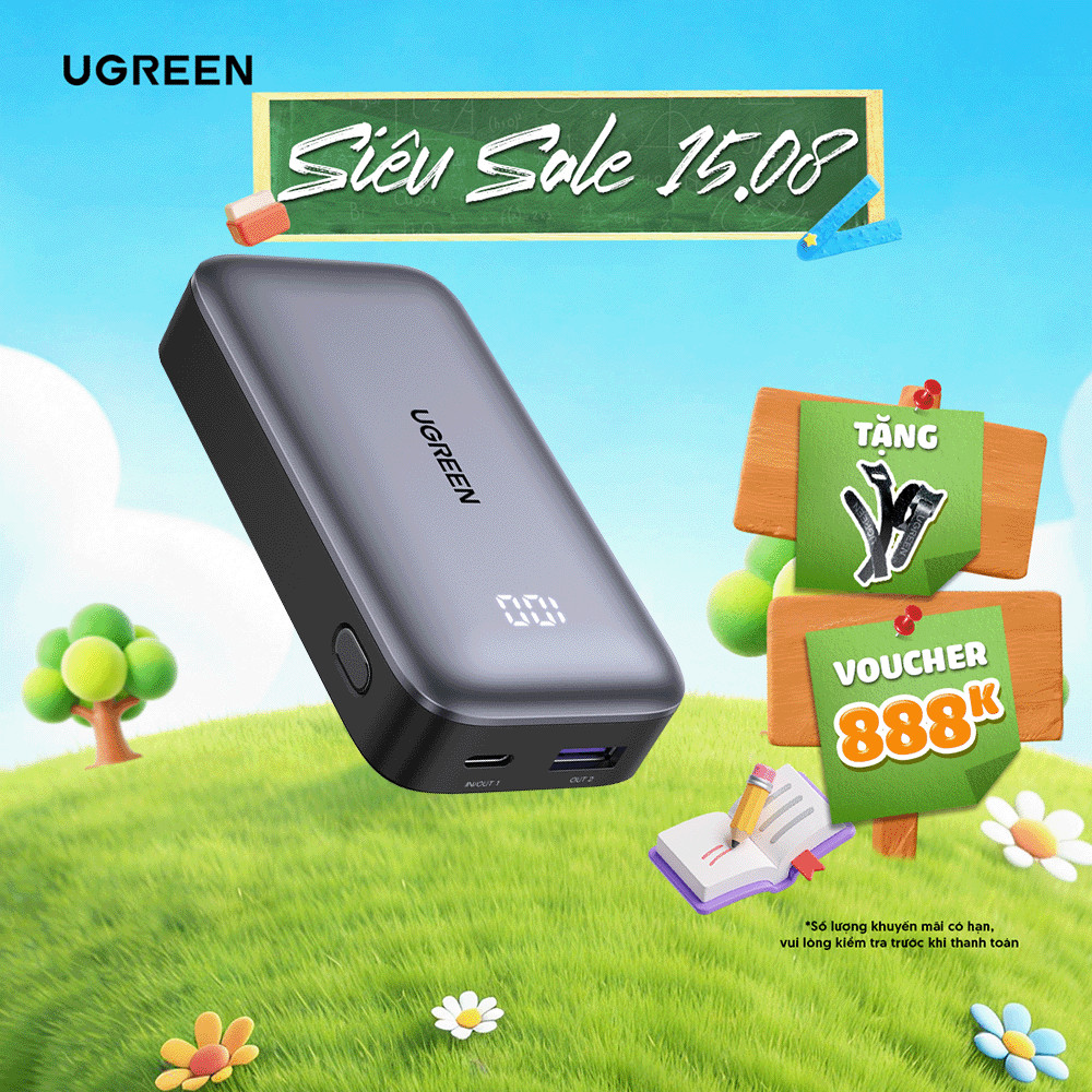 Sạc di động Ugreen PB502 20W/30W | Màn Hình LED | Bảo Hành 18 Tháng 1 Đổi 1 | 10000mAh/20000mAh | BigBuy360 - bigbuy360.vn