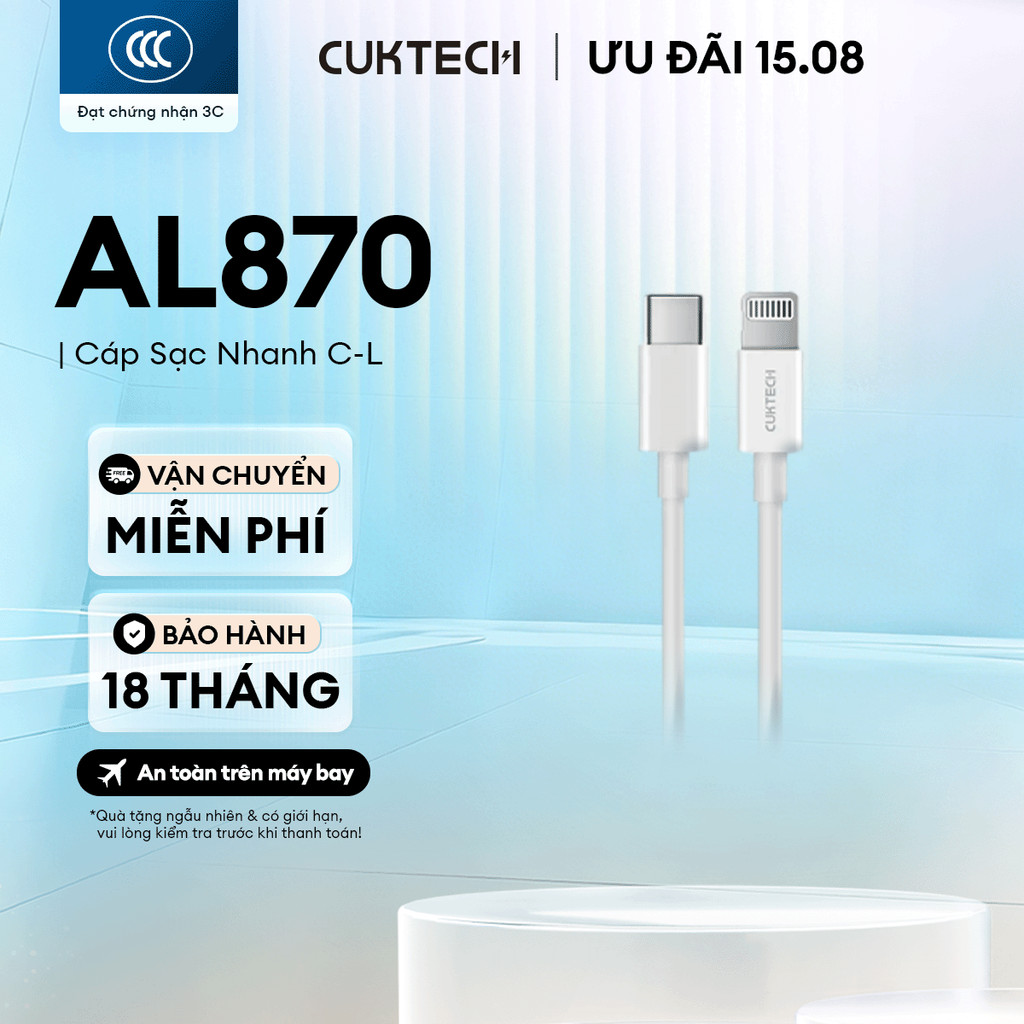 Cáp sạc nhanh C-L Cuktech 1m AL870 | Công suất sạc Max 30w | Tối ưu truyền dữ liệu | Bảo hành 18 tháng | BigBuy360 - bigbuy360.vn
