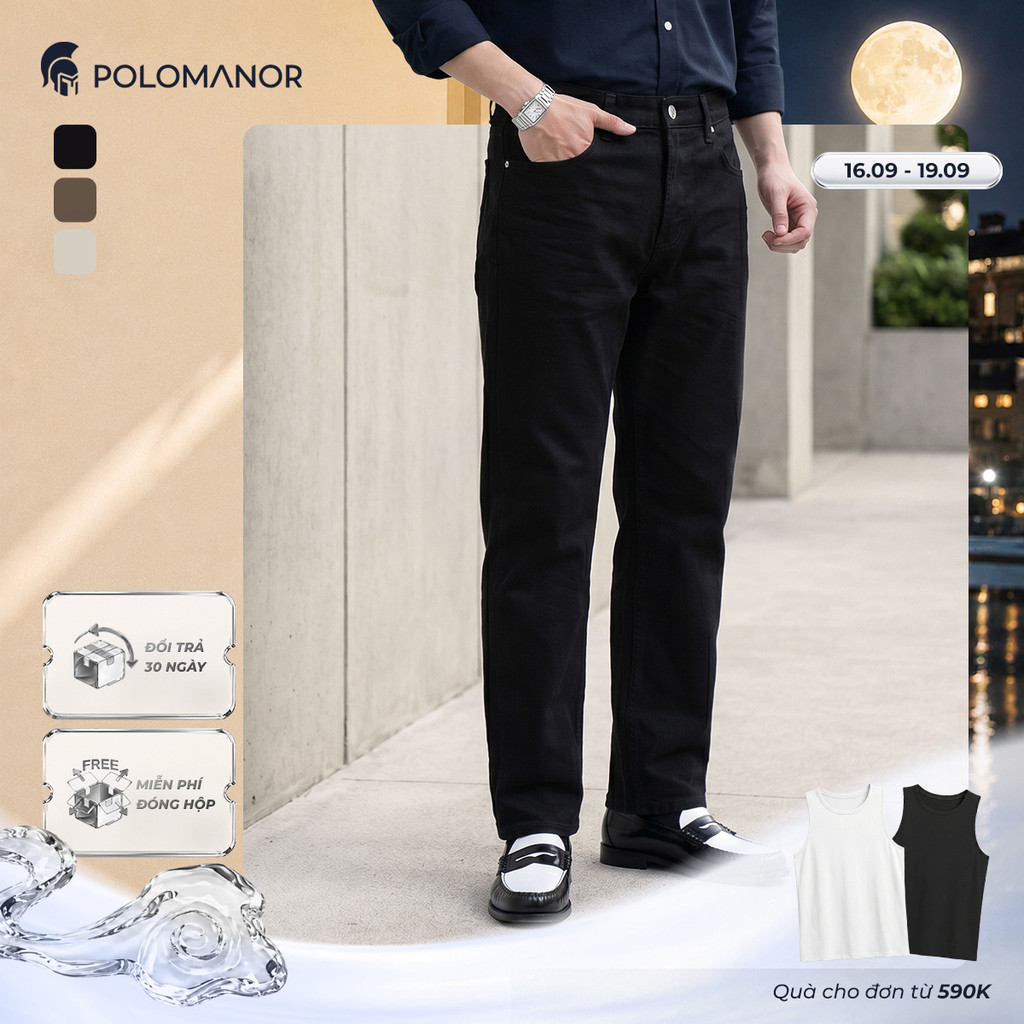 [DEAL LỄ TRUNG THU] Quần ống rộng nam cao cấp KAKI STRAIGHT, BST SMART CASUAL, thoải mái, dễ phối - POLOMANOR