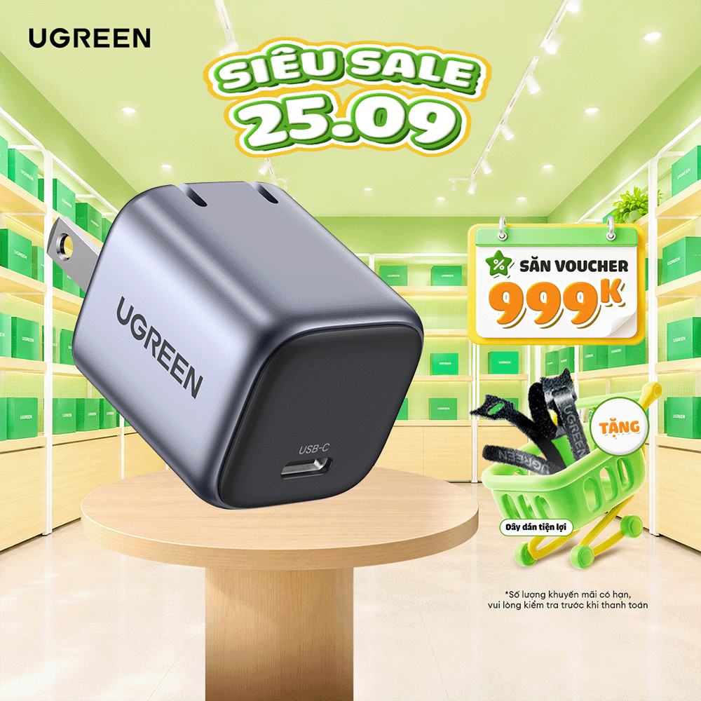 Củ sạc nhanh UGREEN 20W CD318| PD USB C| Sạc nhanh PD3.0 QC3.0 | Công nghệ GaN | Bảo hành 18 tháng 1 đổi 1| 15328 90902