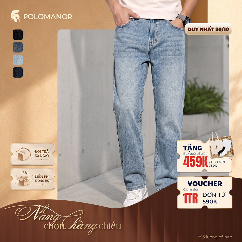 [BEST SELLER] Quần jean nam ống rộng POLOMANOR, BST THE REAL JEANS, form Straight thoải mái
