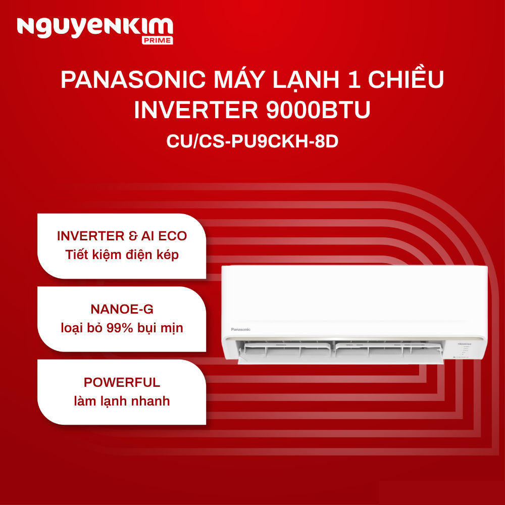 [Phí Lắp đặt 0Đ HN HCM] Máy lạnh/Điều hòa Panasonic Inverter 1HP CU/CS-PU9CKH-8D