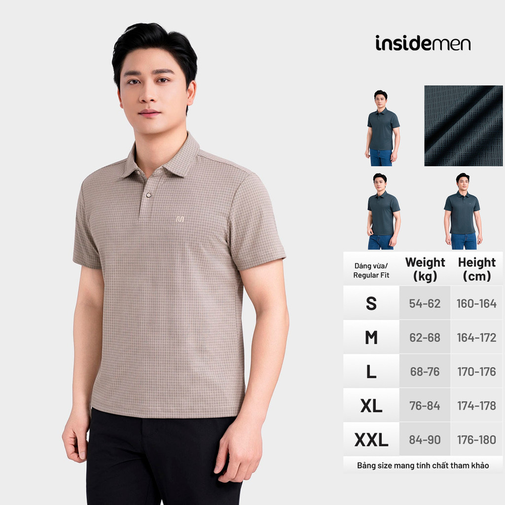 Áo Polo ngắn tay nam Insidemen dáng Regular 87% Polyester, 13% Spandex IPS075MAH0
